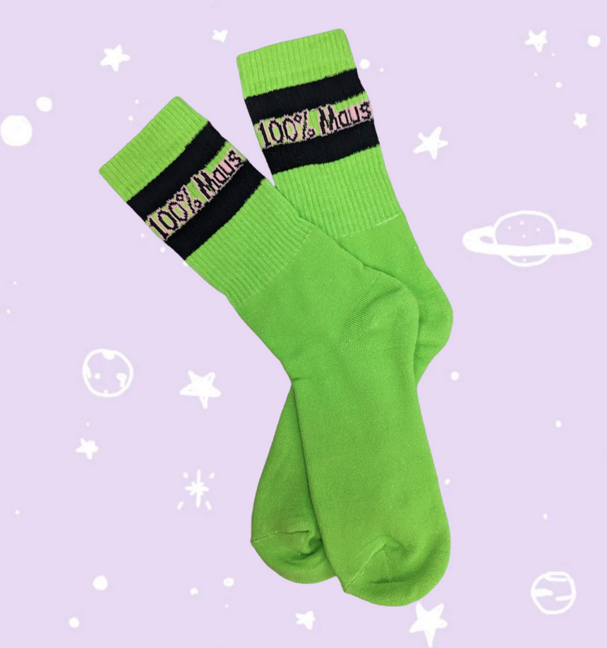 100% Maus Socken Neongrün