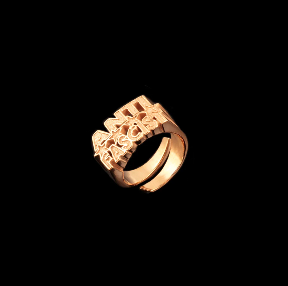 Anti Fascist Ring silber/gold