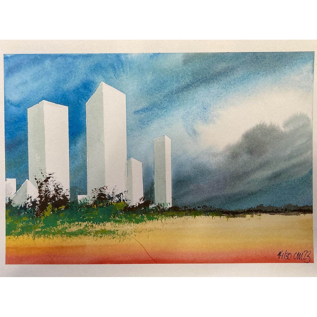 Kunstdruck Aquarell "Mutti, wann fahren wir wieder nach Hause?" 004