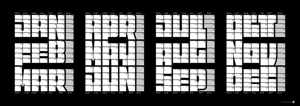 DJ DSL Kalender Typographisches Kalendarium 2026