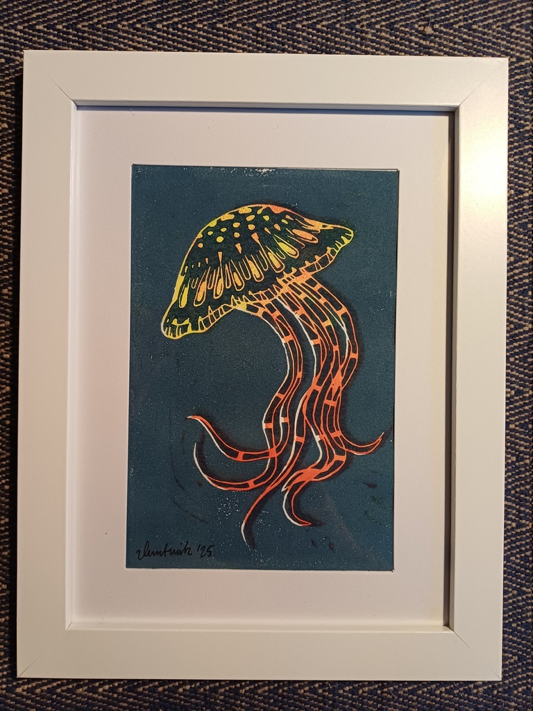 Qualle 2 Linolschnitt