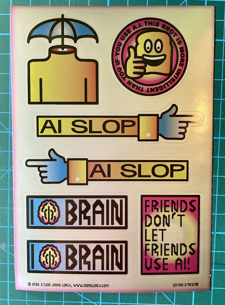 FRIENDS DON'T LET FRIENDS USE AI Stickerbogen DinA6