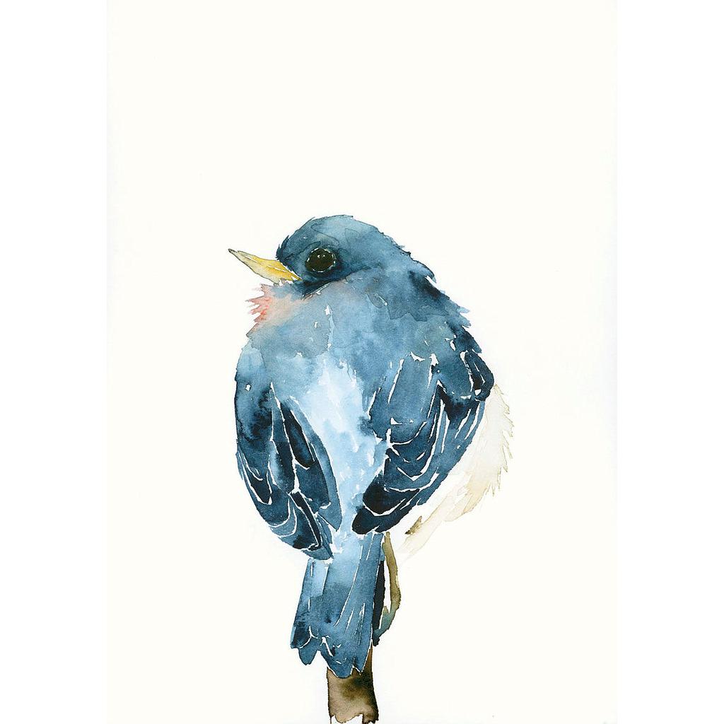 Grusskarte Blaues Vögelchen Aquarell
