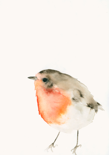 [99406] Grusskarte Robin Aquarell